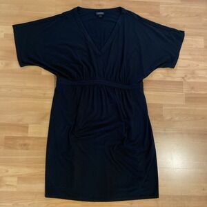 J Jill Wearever Black Size Large V‎ Neck Empire Waist Short Sleeve Dress